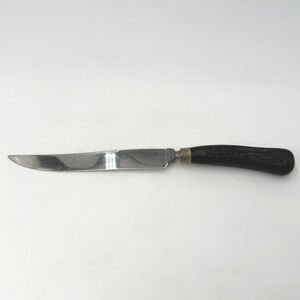 Peerless Vintage Stainless Steel Knife Black Faux Antler Handle 13.5 In Serrated